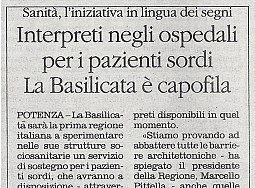Interpreti negli ospedali per i pazienti sordi. La Basilicata è capofila